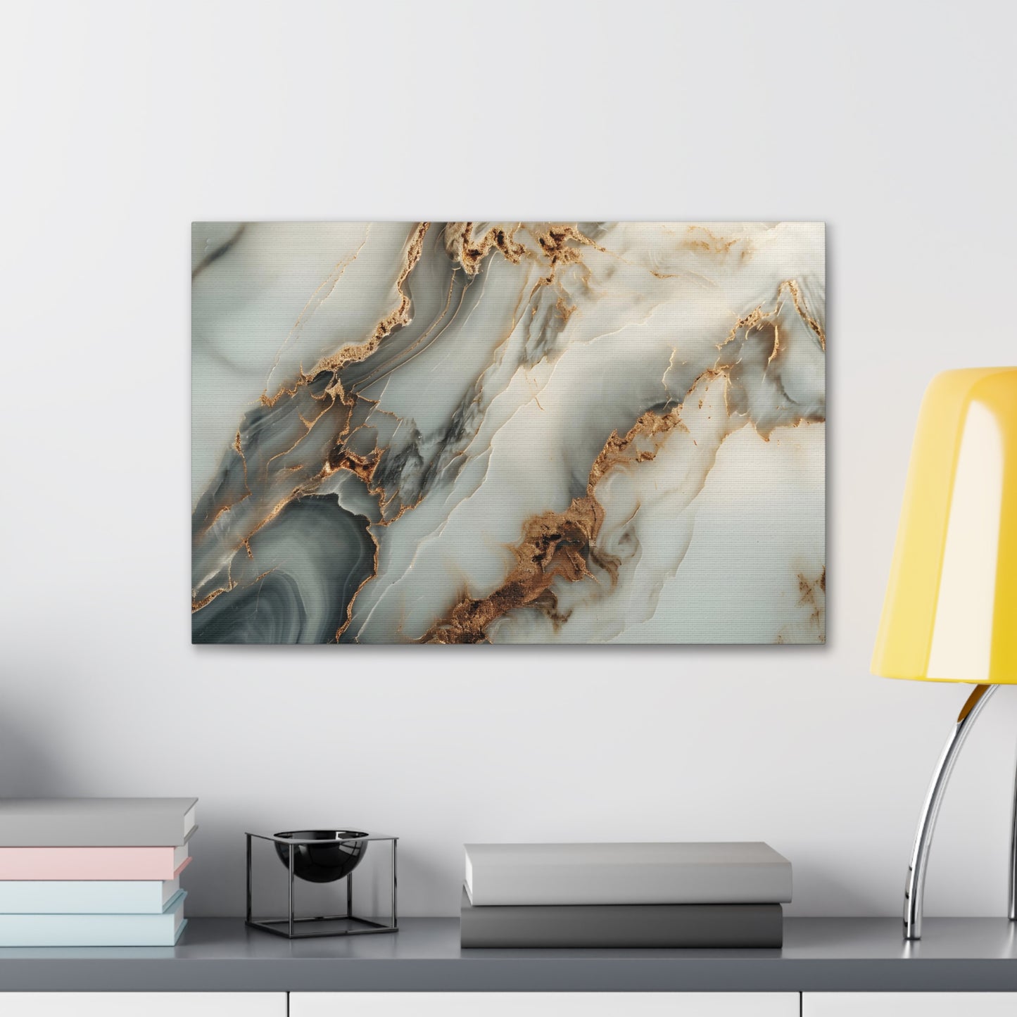 Bronze Elegance: Marbleized Abstraction - Marbleized Canvas