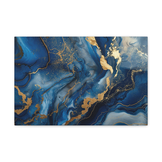 Regal Azure Harmony - Marbleized Canvas