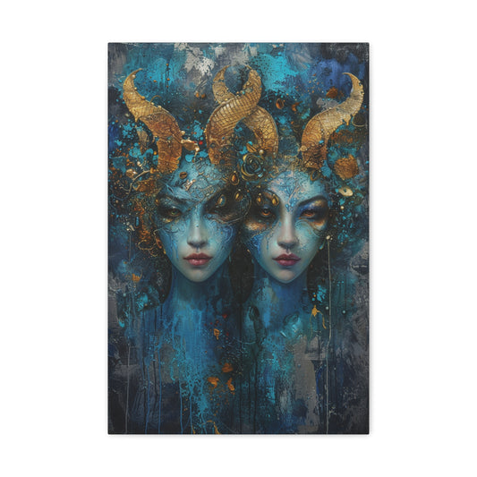 Dual Celestial Ballet - Zodiac Whispers Canvas