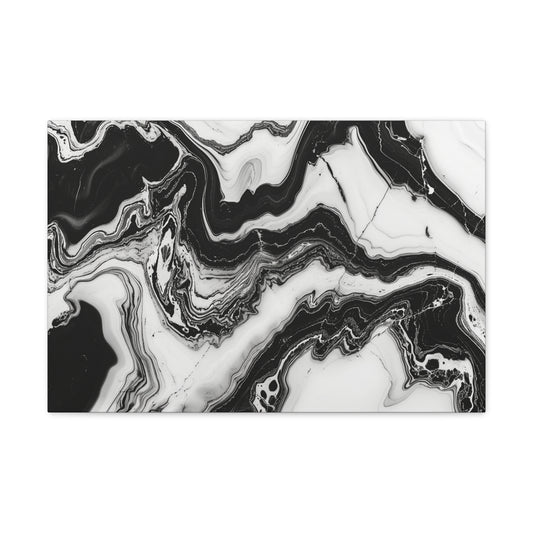 Timeless Noir Symphony - Marbleized Canvas