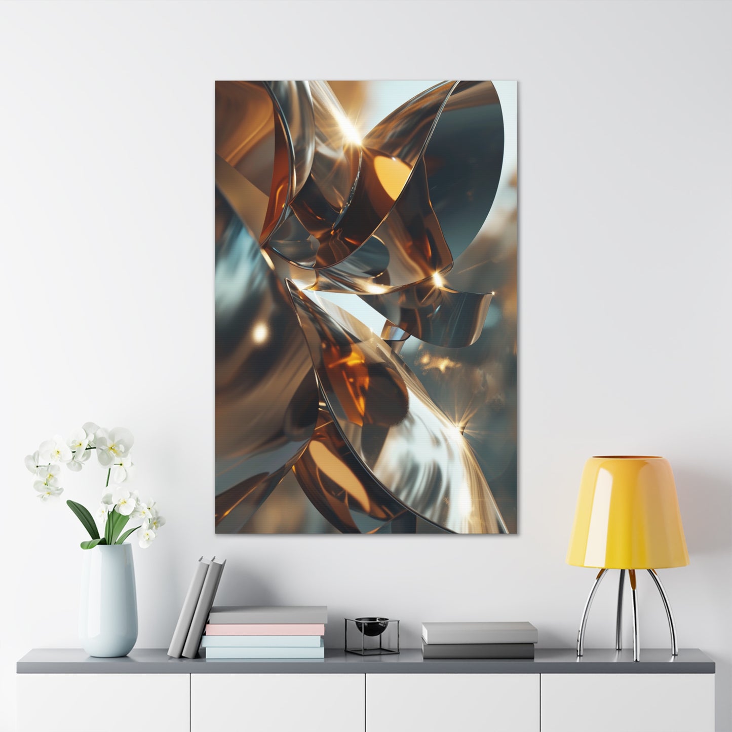 Bronze Illumination: Metamorphic Radiance - Abstract Harmony Canvas