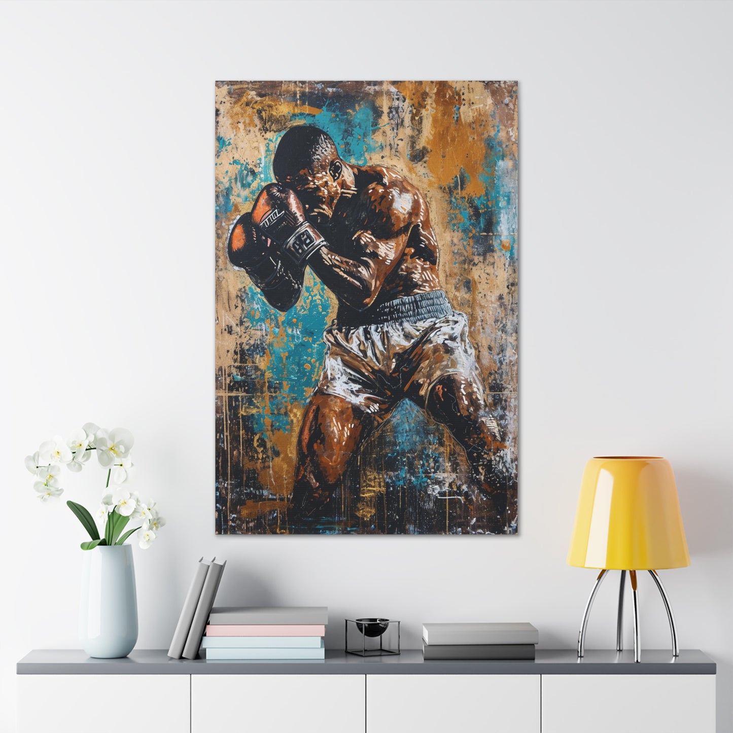 Rumble in Colors: Artistic Rendering of a Boxer's Grit - Athletic Expressions Canvas