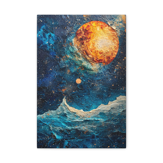 Golden Planet in the Sea of Cosmos - Celestial Dreams Canvas