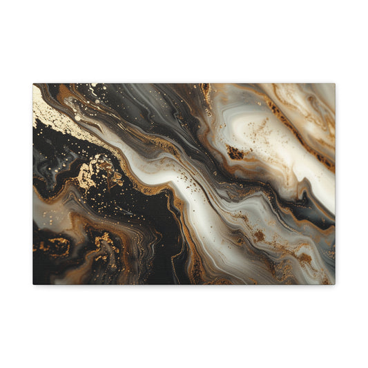 Golden Eclipse Noir Harmony - Marbleized Canvas