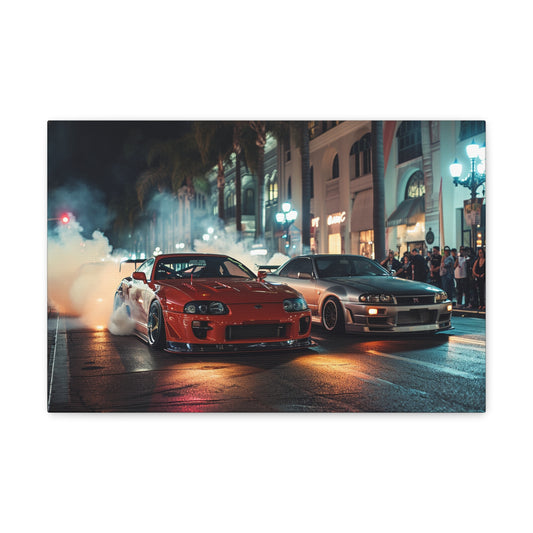 Hollywood Havoc: Street Symphony at Sunset - Velocity Visions Canvas