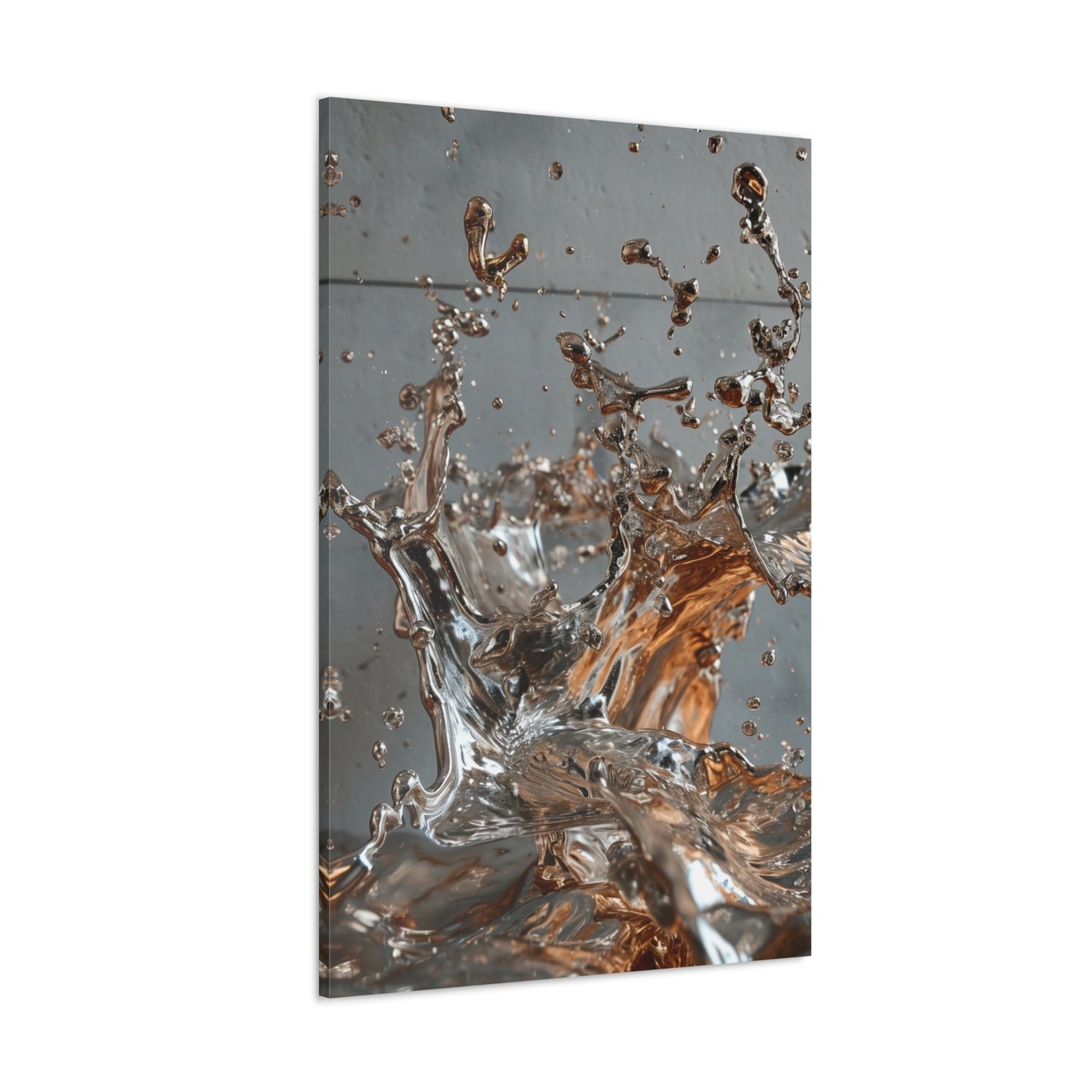 Molten Fusion: Chrome & Bronze Cascade - Abstract Harmony Canvas