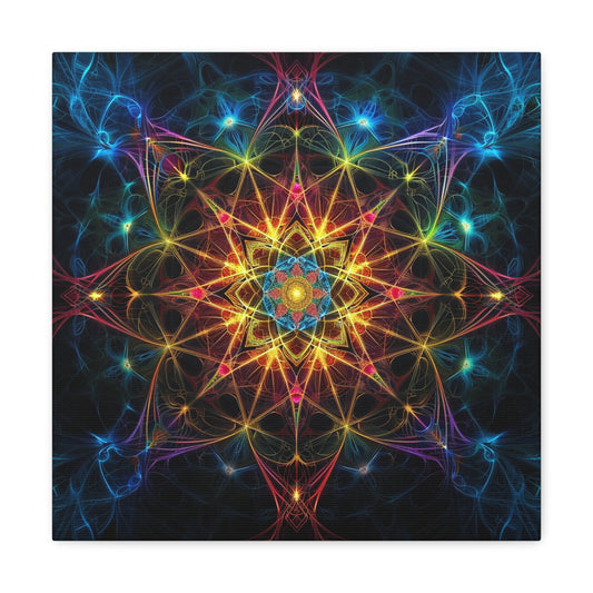 Spectral Harmony: Otherworldly Radiance - Sacred Geometry Canvas