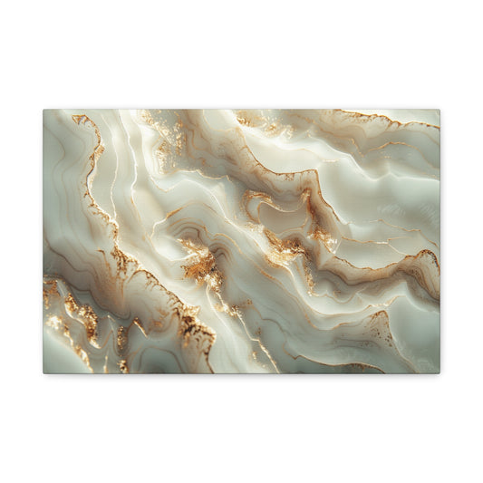 Golden Mist Pearl Reverie - Marbleized Canvas