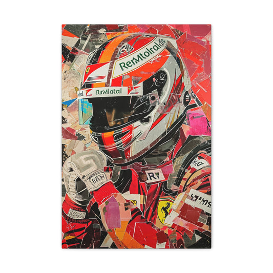 Speed Symphony: Artistic Portrait of a Formula 1 Racer - Athletic Expressions Canvas