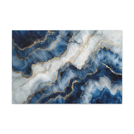 Golden Midnight Serenity - Marbleized Canvas