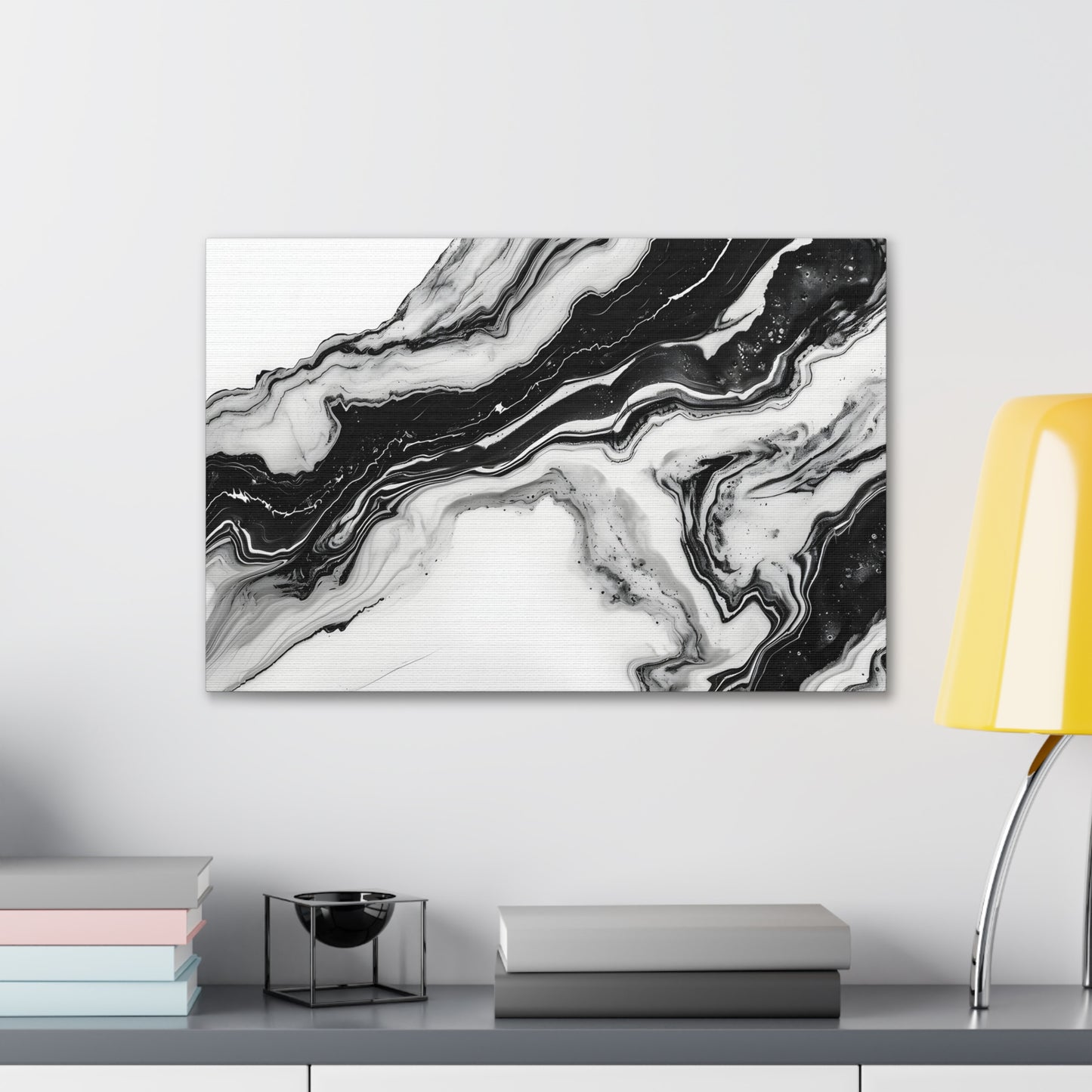 Mystic Monochrome Marble - Marbleized Canvas