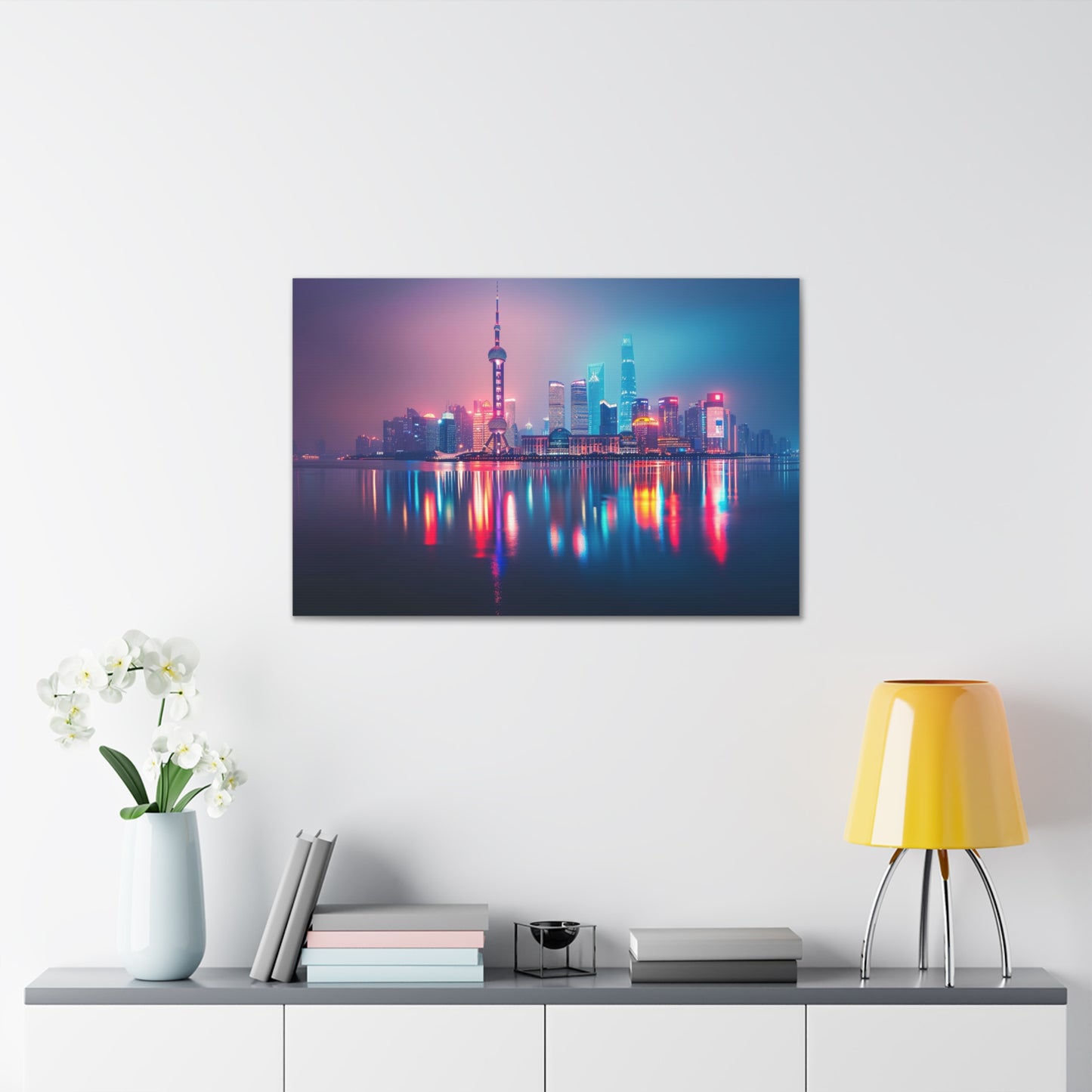 Neon Dreams: Shanghai Nightfall - Urban Epochs Canvas