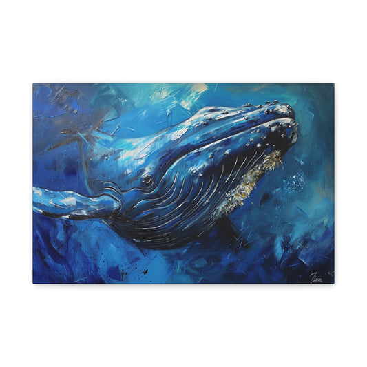 Oceanic Elegance: Graceful Whale Gliding Through Abyssal Depths - Creatures of the Sea Canvas