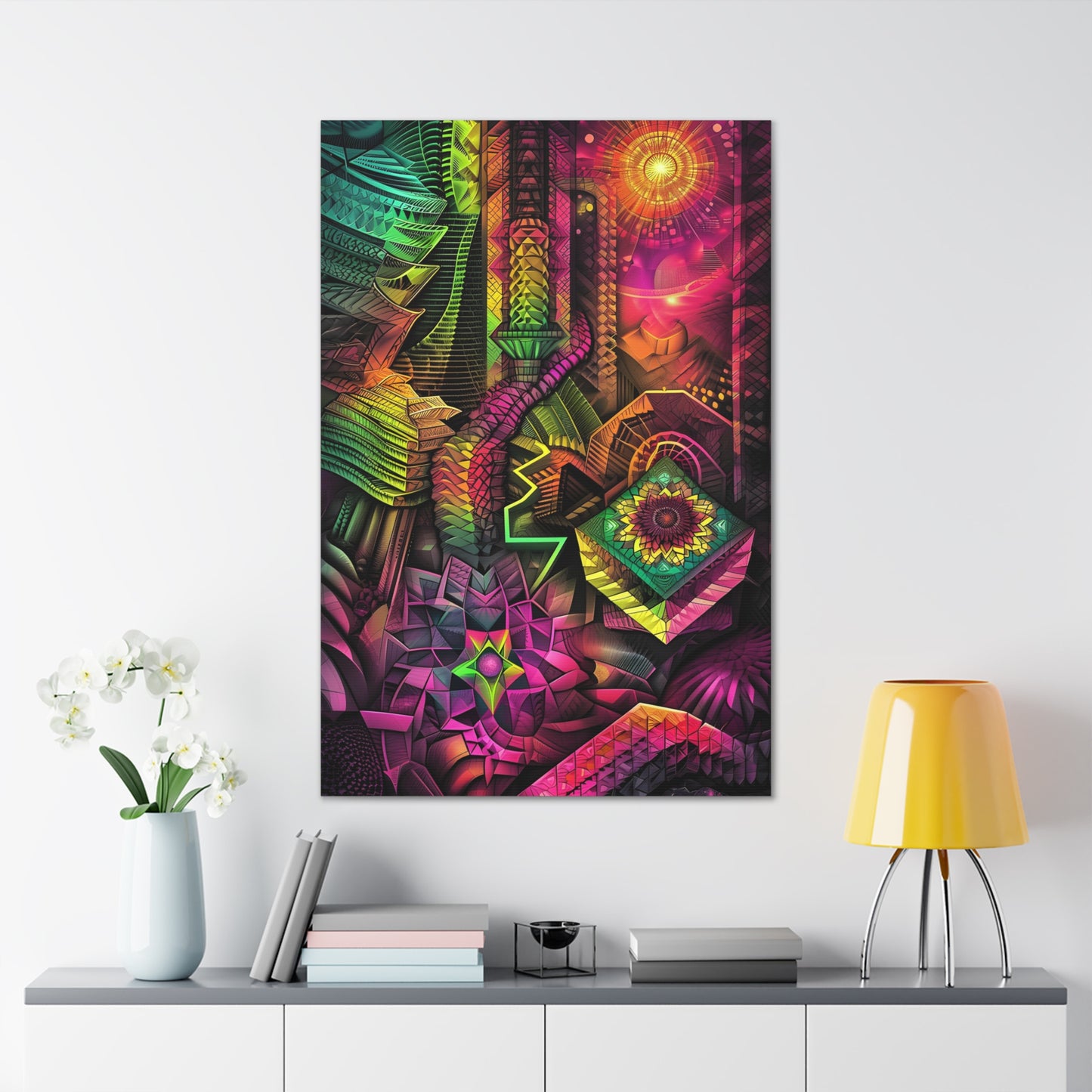 Harmonic Dimensions: A Psychedelic Love Affair with Geometry - Psychedelica Canvas