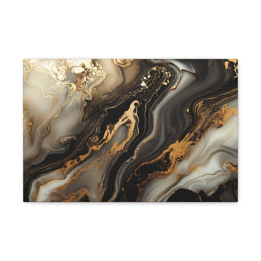 Timeless Noir Pearl Reverie - Marbleized Canvas