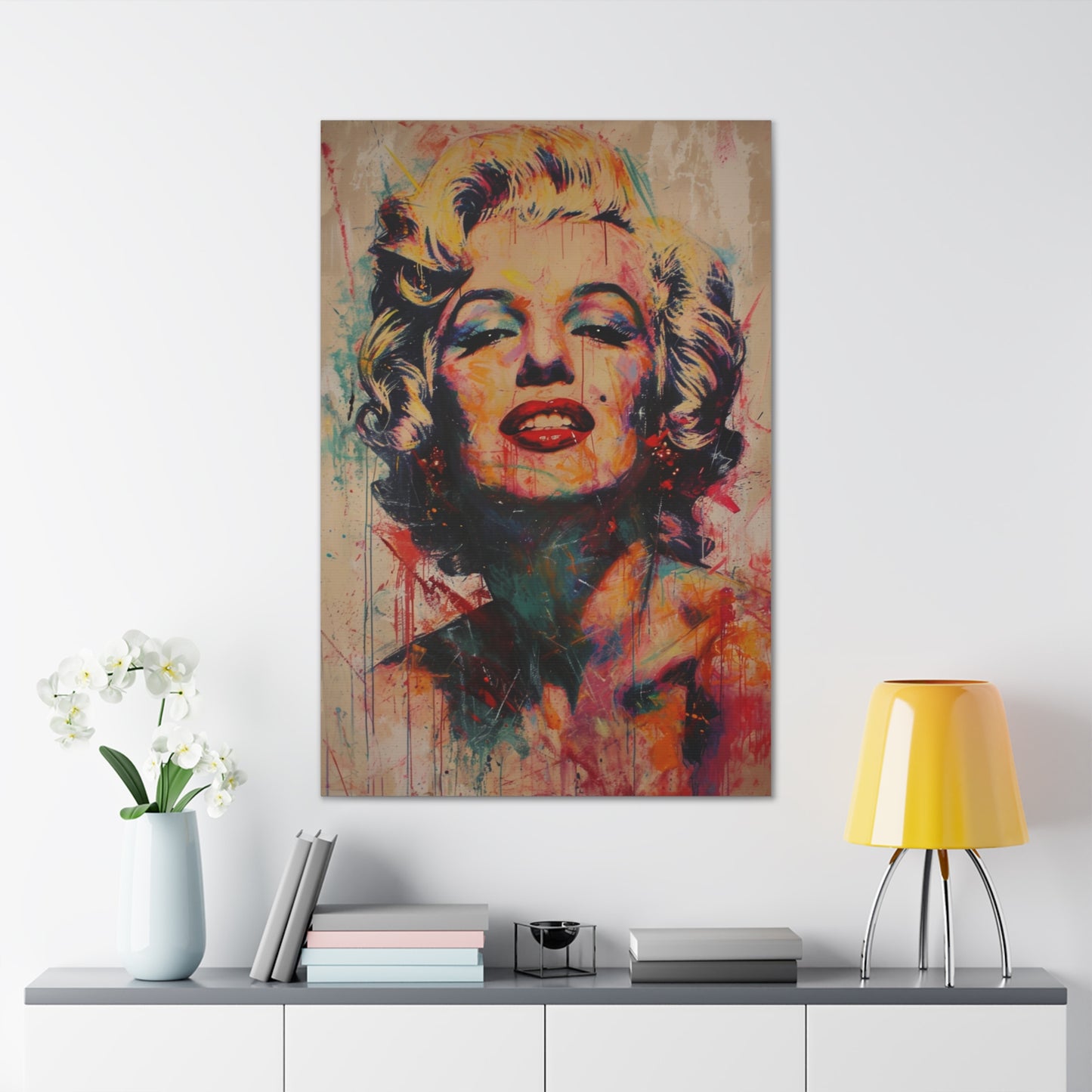 Eternal Glamour: Marilyn's Brushstroke Ballet - Pop Culture Magic Canvas