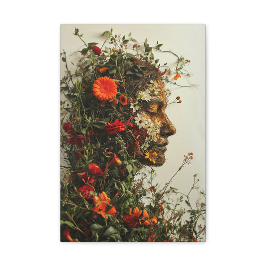 Floral Reverie: The Blossoming Visage - The Garden Canvas