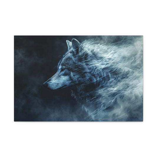 Wolf's Embrace: Mysterious Fusion with Enigmatic Background - Creatures of the Earth Canvas