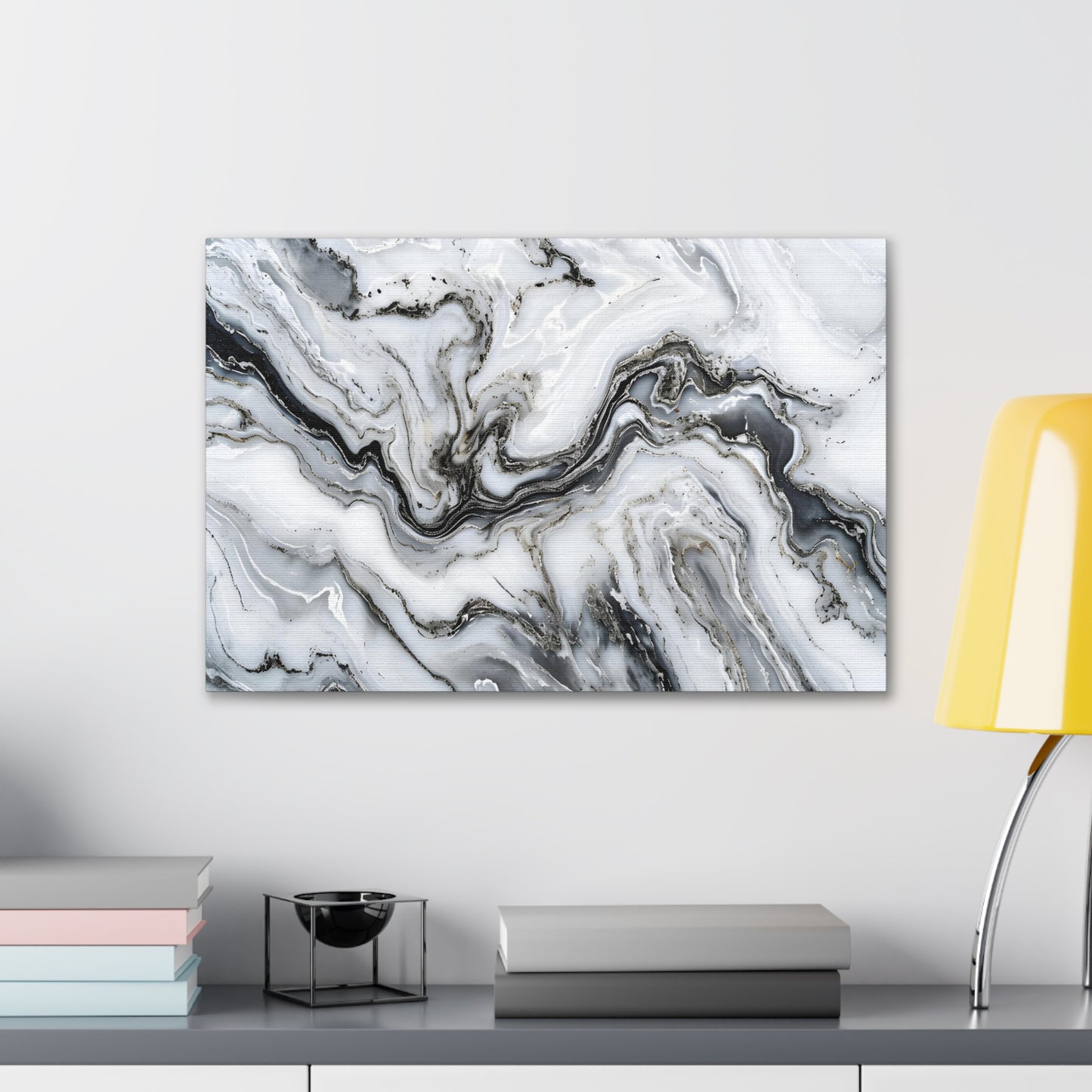 Midas Noir: Opulent Marble Elegance - Marbleized Canvas