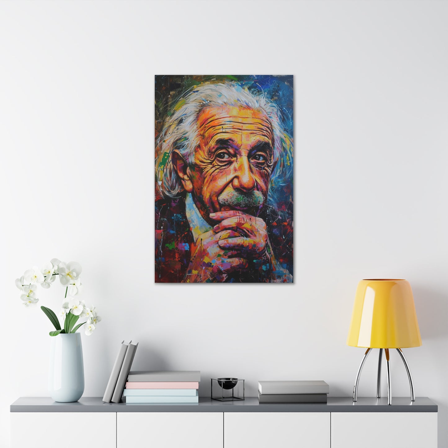 Mind's Constellation: Einstein's Celestial Inquiry - Pop Culture Magic Canvas