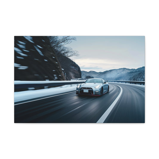 Frozen Symphony: Nissan Skyline GT-R's Winter Ascent - Velocity Visions canvas