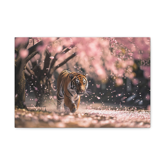 Whispers of the Wilderness: Tiger's Stealthy Stroll in the Forest - Creatures of the Earth Canvas