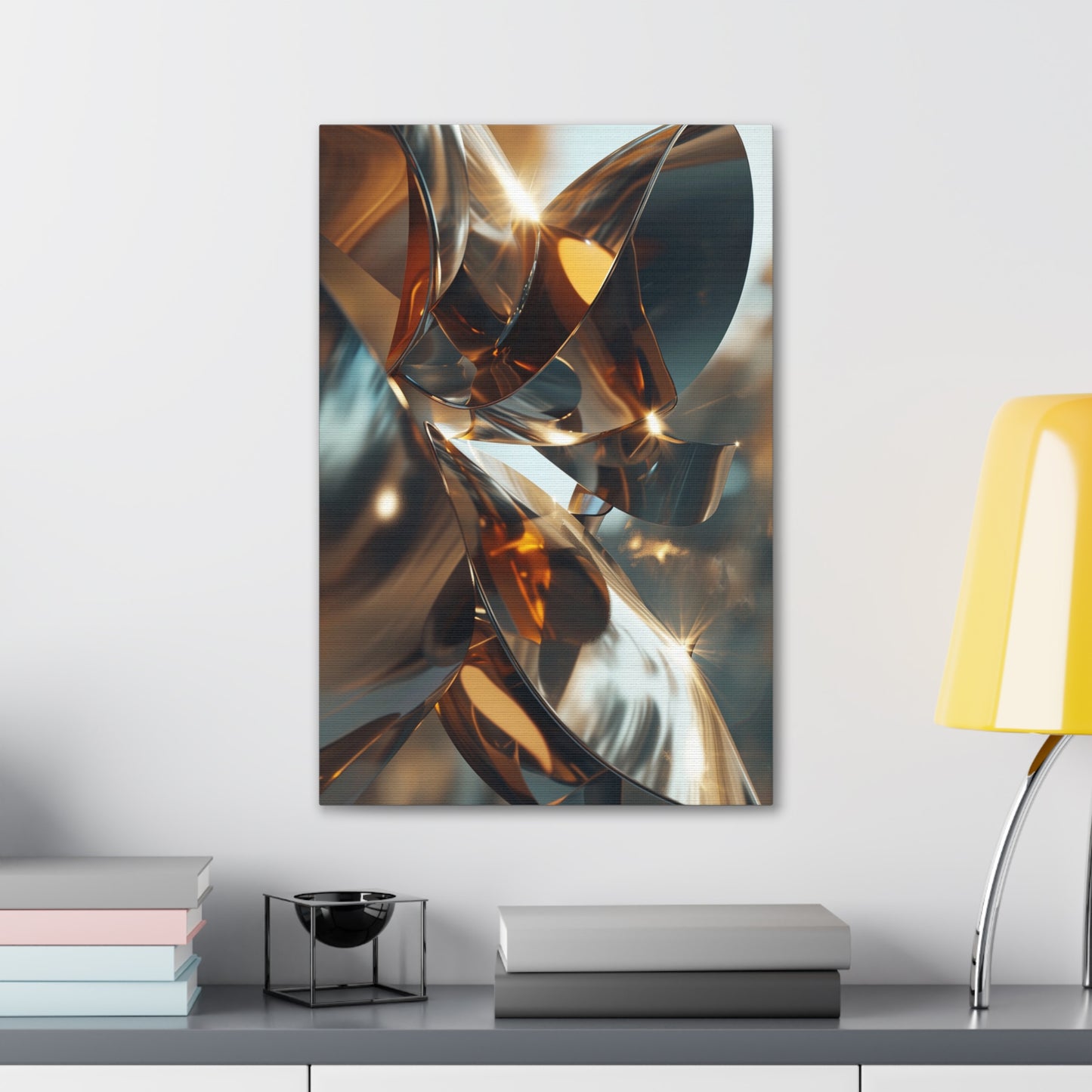 Bronze Illumination: Metamorphic Radiance - Abstract Harmony Canvas