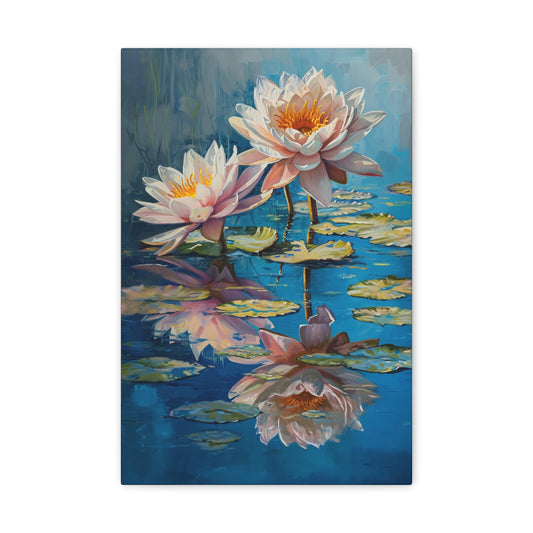 Whispering Petals: Lotus Harmony in Muted Waters - The Garden Canvas