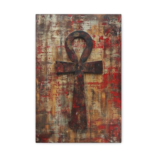 Crimson Resurrection: Ankh of Eternal Flame - Divine Deities Canvas