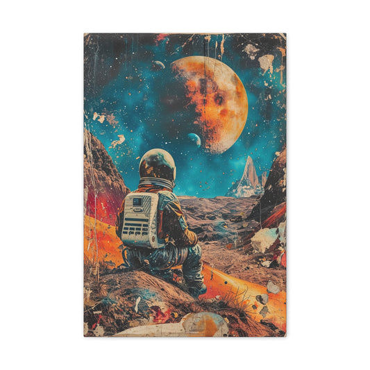 Lost Traveler Amidst Alien Expanse - Celestial Dreams Canvas