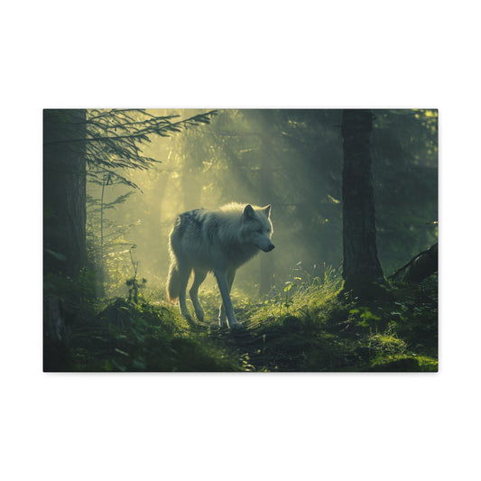 Savage Symphony: Wolf's Hunt in the Moonlit Forest - Creatures of the Earth Canvas