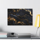 Marble Mirage: Black and Gold Abstract Elegance - Marbleized Canvas