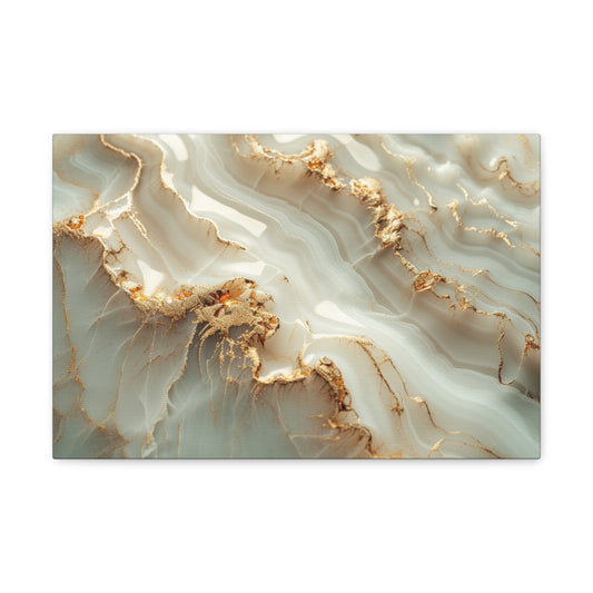 Glistening Gold Pearl Serenade - Marbleized Canvas