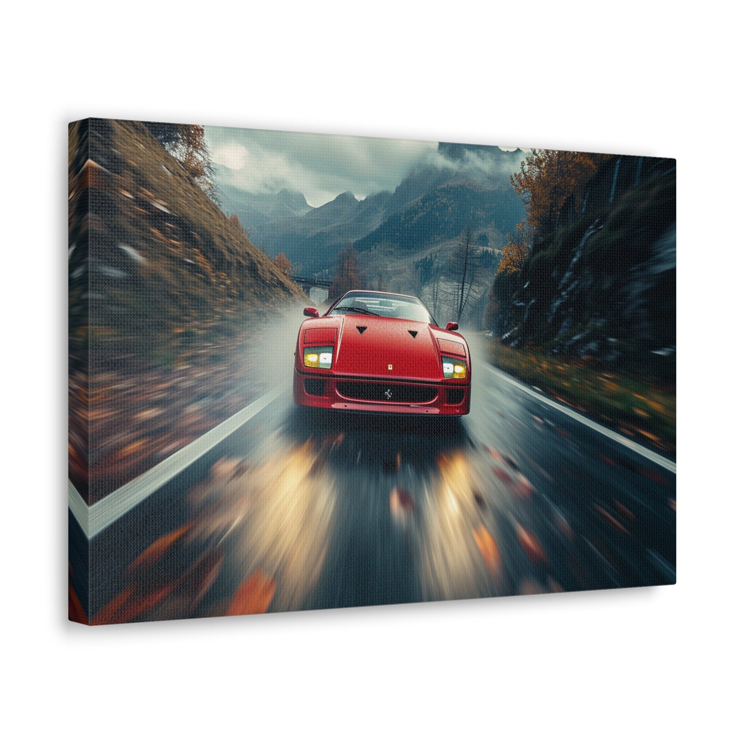 F40 Symphony: Ferrari's Blur of Autumn Velocity - Velocity Visions Canvas