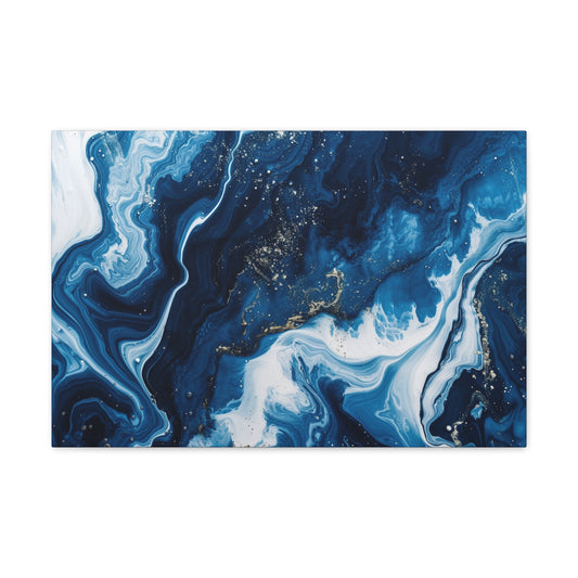 Majestic Cerulean Elegance - Marbleized Canvas