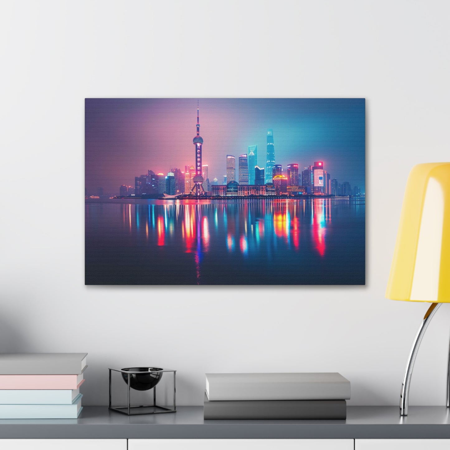 Neon Dreams: Shanghai Nightfall - Urban Epochs Canvas