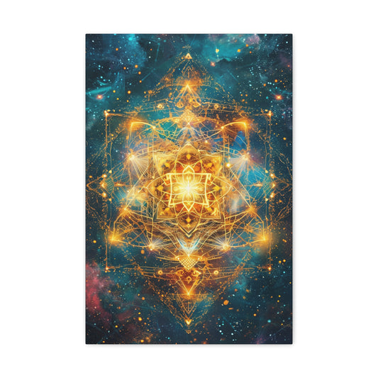 Cosmic Harmony: Enchanting Geometry - Sacred Geometry Canvas