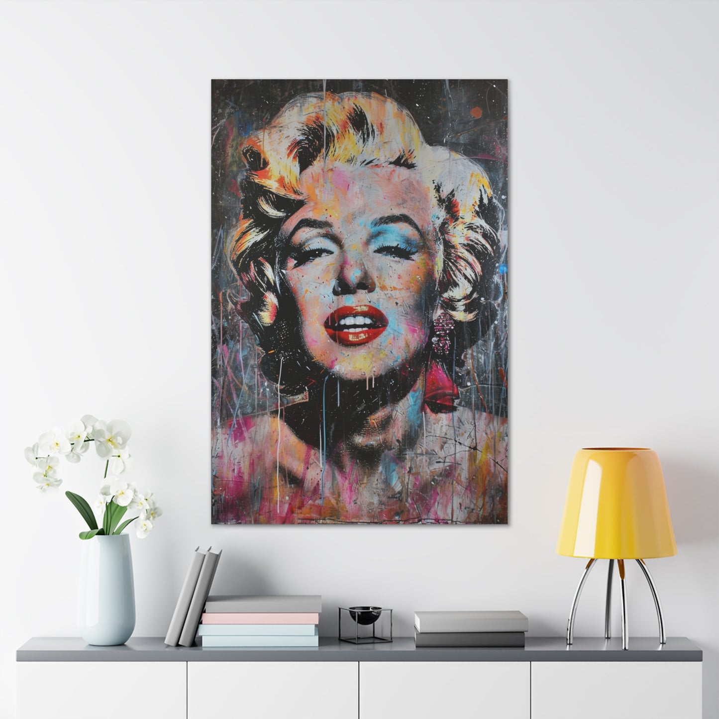 Canvas Serenade: Marilyn's Chromatic Enigma - Pop Culture Magic Canvas