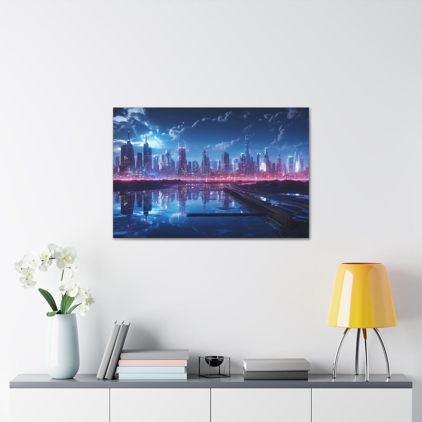 Futuristic Mirrors: Reflections of Tomorrow on Waterscapes - Urban Epochs Canvas