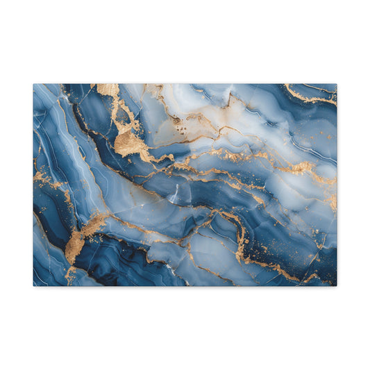 Golden Lapis Serenity - Marbleized Canvas