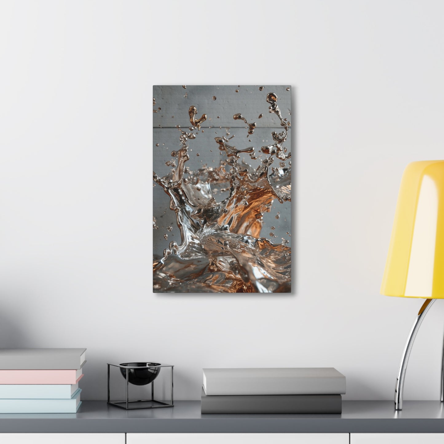 Molten Fusion: Chrome & Bronze Cascade - Abstract Harmony Canvas