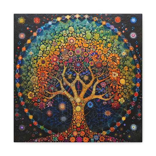 Verdant Nexus - Sacred Geometry Canvas