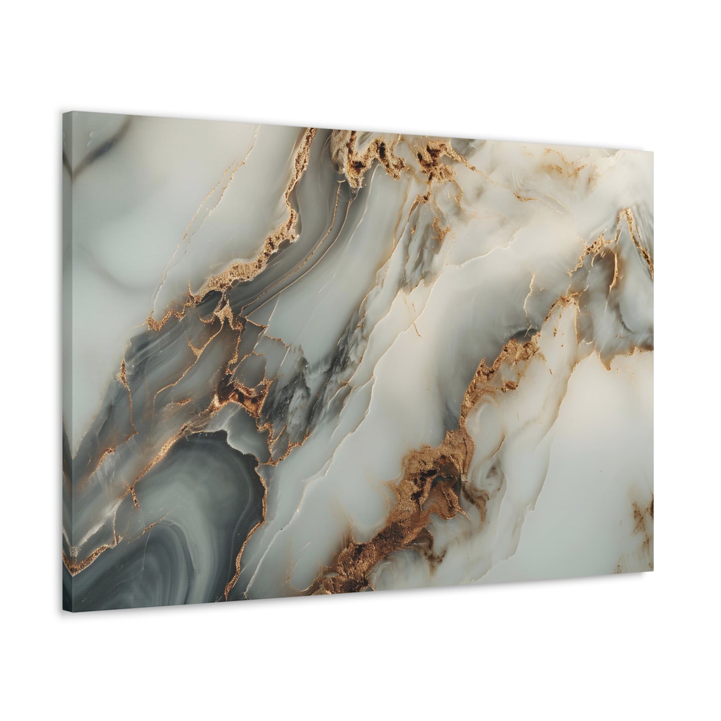 Bronze Elegance: Marbleized Abstraction - Marbleized Canvas