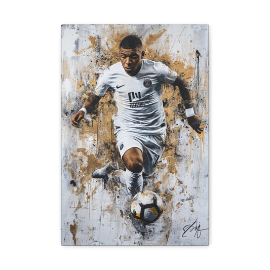 Mbappé's Focus: Artistic Brilliance on the Soccer Stage - Athletic Expressions Canvas