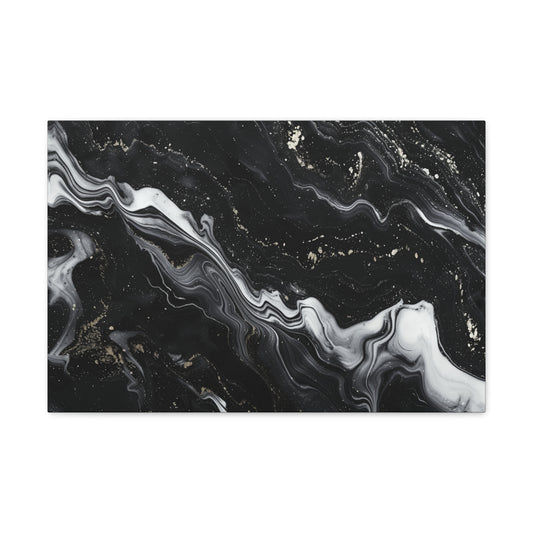 Infinite Noir Elegance - Marbleized Canvas