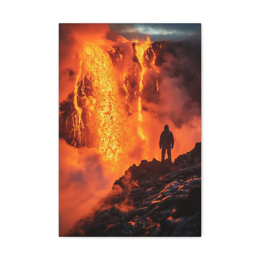 Primordial Forces: Volcanic Eruption in Lava Fields - Gaia Canvas