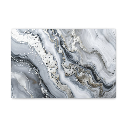 Silver Luminance Elegance - Marbleized Canvas