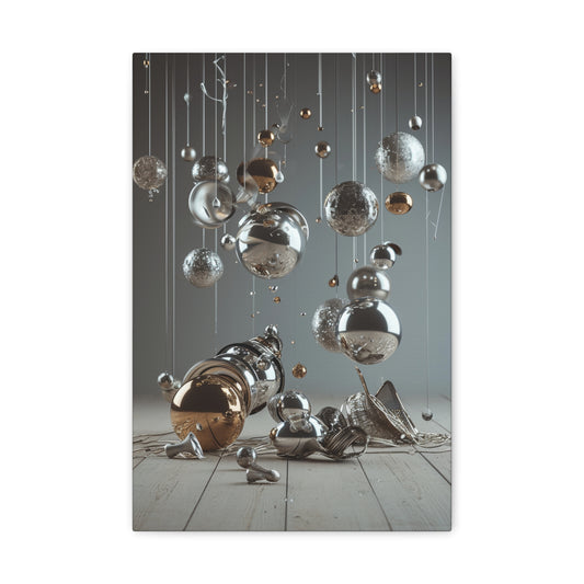 Metamorphic Fusion: Liquid Chrome Spheres - Abstract Harmony Canvas