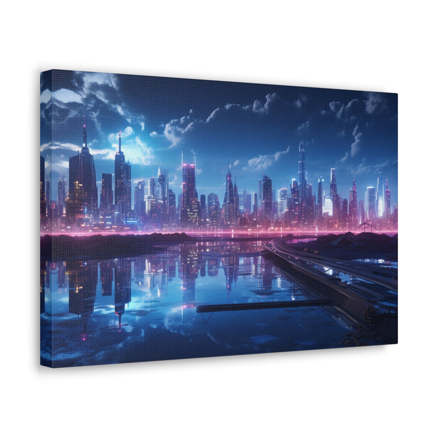 Futuristic Mirrors: Reflections of Tomorrow on Waterscapes - Urban Epochs Canvas