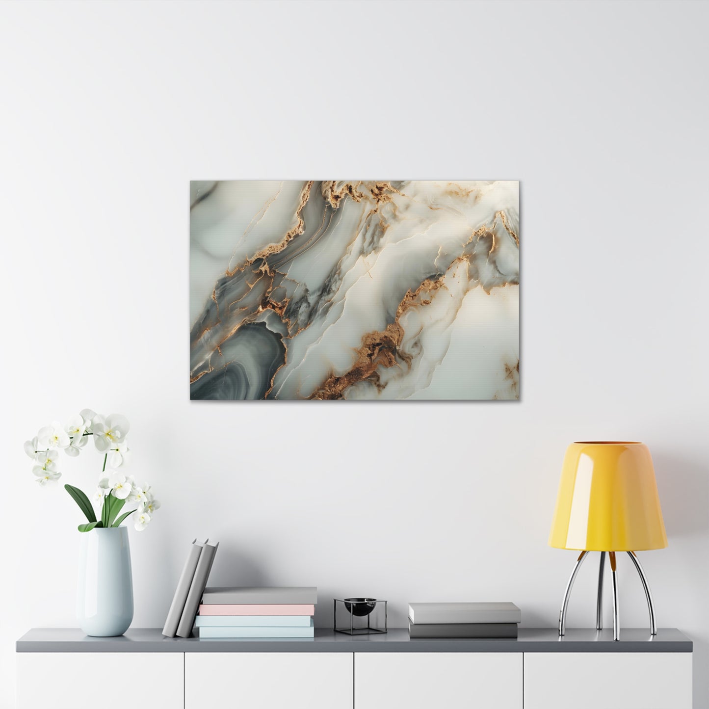 Bronze Elegance: Marbleized Abstraction - Marbleized Canvas